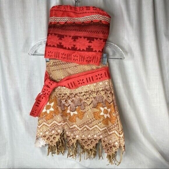 Disney Girls Moana Classic Adventure Halloween Costume 4-6X with NEW Deluxe Wig - Picture 3 of 12